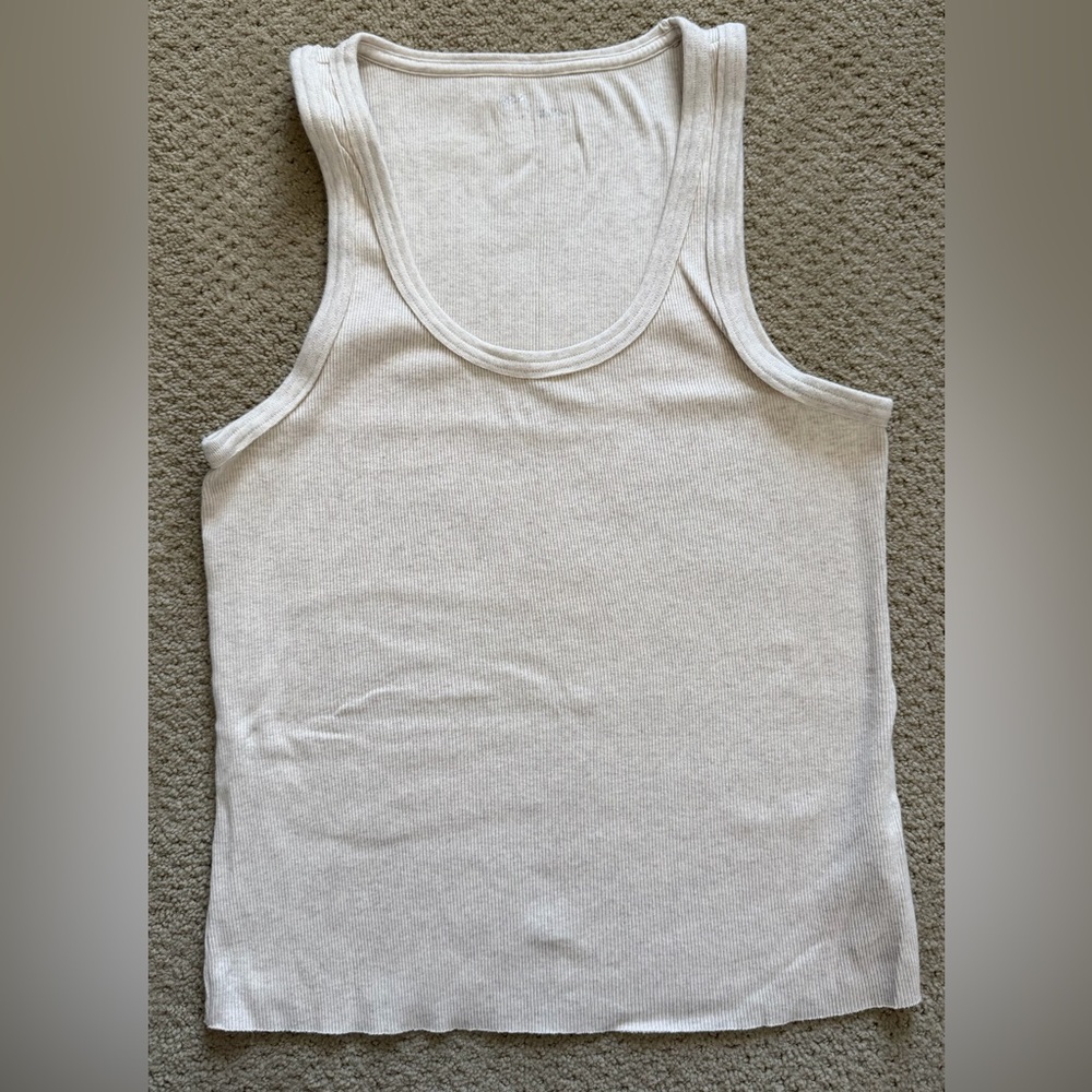 Aerie Cream Ribbed Tank Top